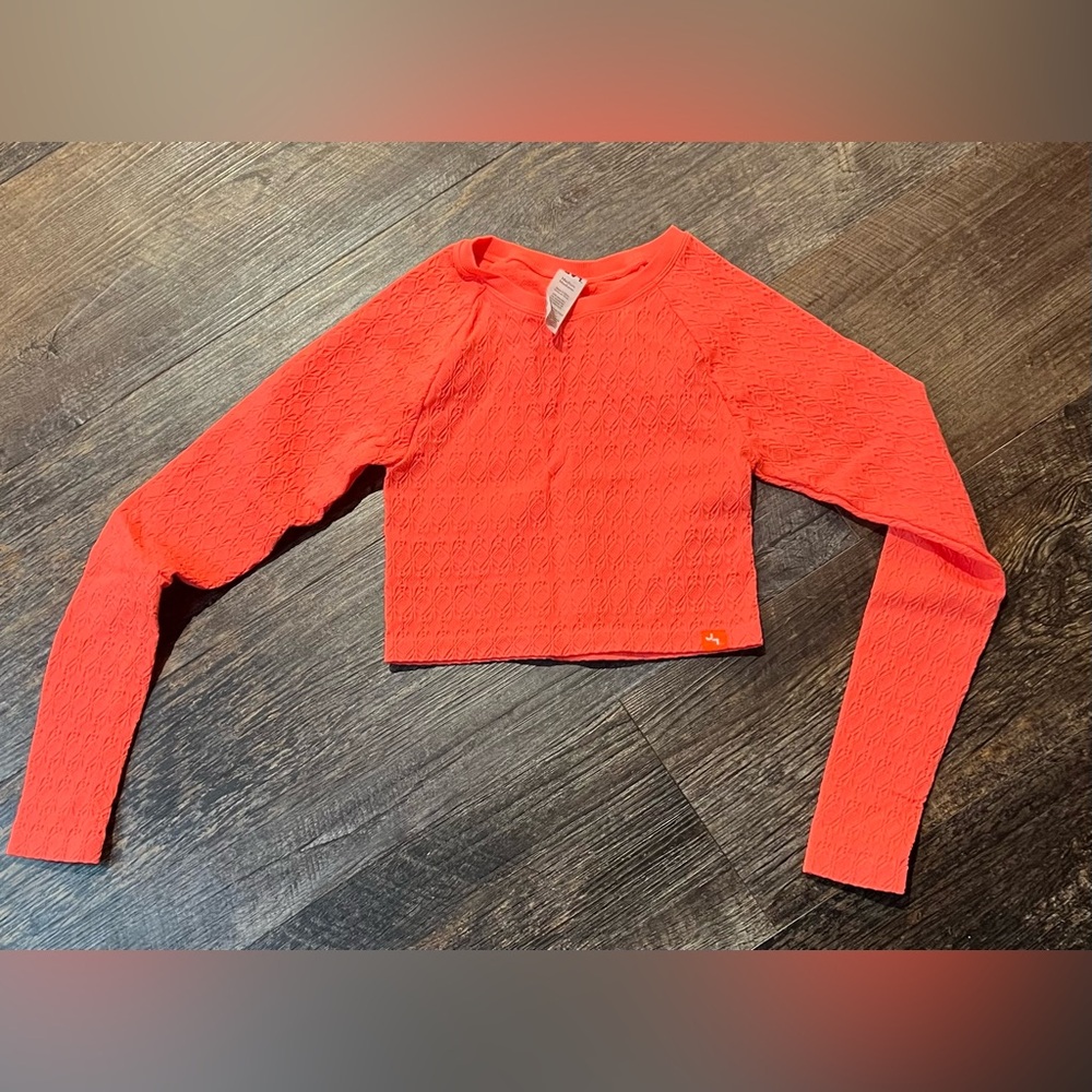 JoyLab Neon Orange Textured Crop Top